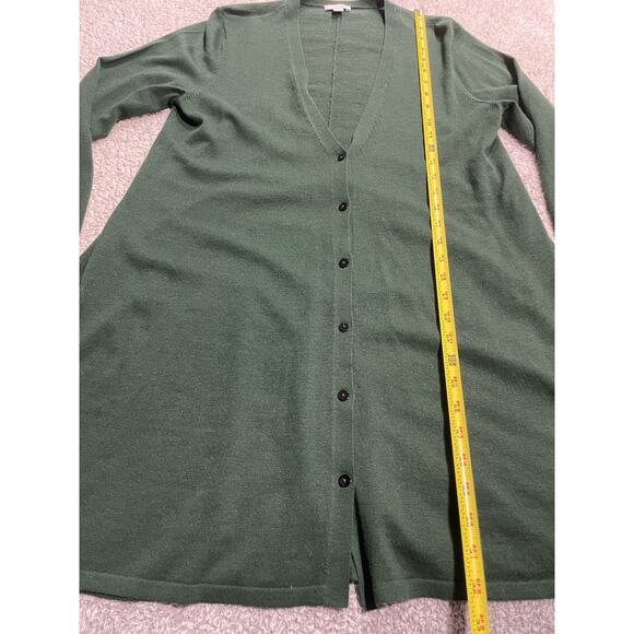 J. Jill Sweater Womens Small Button Front V Neck Wool Blend Long Cardigan Green - Picture 4 of 10